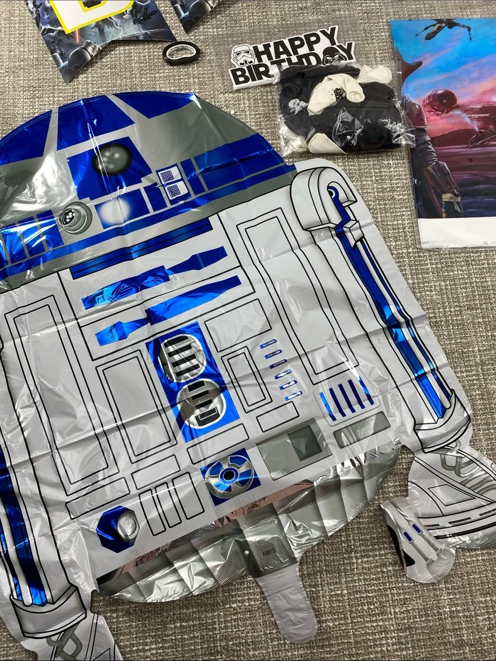 Star Wars Blue & Multi-Color Birthday Banner and Character Cutouts party supp.